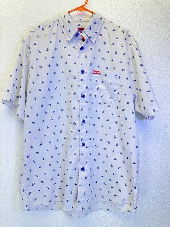Other - Men’s Sz L Dixxon Brolingual Short Sleeve Button Up Shirt Skeleton Hands Party